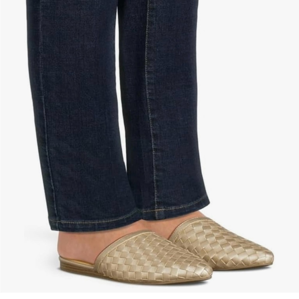 Time and Tru Gold Woven Mules